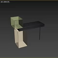 Modern Desk Design With Black Tabletop And Transparent Yellow Brown Supports