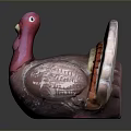 Vibrant Pink Turkey Figurine With Colored Feathers For Home Decor