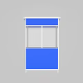 Blue And White Enclosed Security Booth With Glass Windows And Panel Structure 3d model
