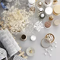 Luxury Bathroom Accessories Setup With Towels Candles And Woven Baskets