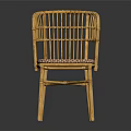 Stylish Rattan Leisure Chair with Yellow Frame and Pink Checkered Comfortable Cushion