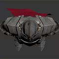 Mythical Knight Character Wearing Metallic Armor With Horned Helmet And Red Cape