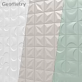Patterned Wall Tiles Featuring Various Geometric Designs In White Light Gray And Light Green 3d model