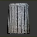 Textured Cylindrical Planter With Vertical Grooves And Rough Stone Finish