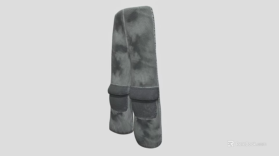 Gray Tie Dye Cargo Pants With Multiple Pockets For Casual Daily Wear 3d model 