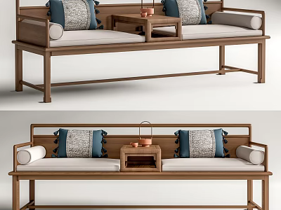 New Chinese-style Rohan Bed Double Sofa 3d model