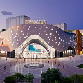 Xixi Century Plaza Modern Architecture With Unique Facade Open Square And Evening Lights