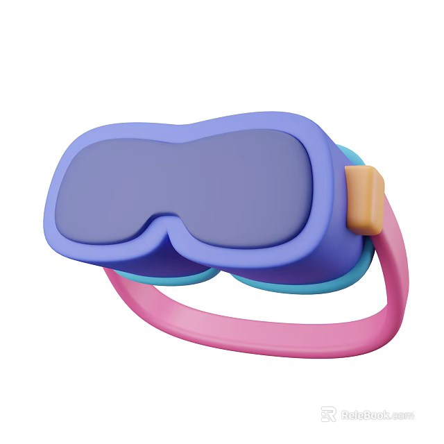 Colorful Decorative Ornament Set With Purple Blue Pink And Orange Cartoon Goggle Design 3d model 