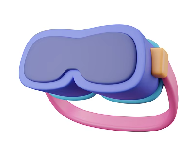 Colorful Decorative Ornament Set With Purple Blue Pink And Orange Cartoon Goggle Design 3d model