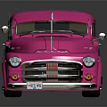 Pink Vintage Classic Truck With Shiny Exterior And Custom Wheels
