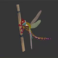 Modern Dragonfly Thin-winged Dragonfly Le Fairy Dragonfly Purple Red Dragonfly 3d model