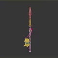 Black And Yellow Garden Tool With Long Pole Spike Tip And Container