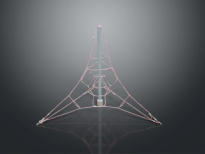 Conical Metal Tower Structure With Three Supporting Legs Vertical Column Square Base And Dark Reflection 3d model