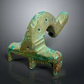 Ancient Bronze Household Item With Decorative Patterns Curved Design And Green Patina