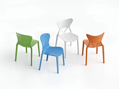 Modern Multicolor Plastic Leisure Chairs With Sleek Minimalist Design For Indoor Home And Cafe Spaces 3d model