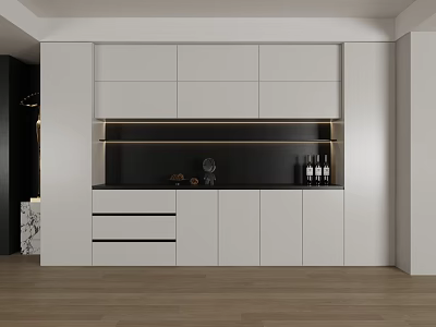 Sleek Modern White Black Shoe Cabinet Design With Drawers Cabinets LED Lighting And Storage 3d model