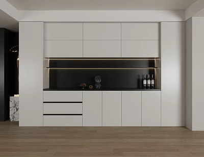 Sleek Modern White Black Shoe Cabinet Design With Drawers Cabinets LED Lighting And Storage 3d model