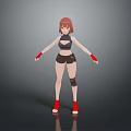 Game and Movie Character with Pink Hair Black Outfit Red Gloves Shoes and Knee Pads