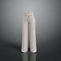 Beige Wide Leg Pants With Belt Minimalist Stylish Flowy Design For Daily Wear