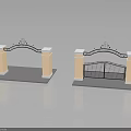 Decorative Gate Models With Light Colored Pillars Arched Tops And Black Metal Gates