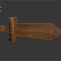 Medieval Style Wooden Arrow Shaped Weapon With Cracked Texture And Orange Finish