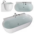 Modern White Freestanding Bathtub With Chrome Faucet And Smooth Interior Design