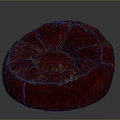 Red Round Cushion With Wrinkled Surface Soft Comfortable Seating For Living Room Home