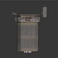 Industrial Metallic Equipment With Pipes Valves Upper Structure And Square Base