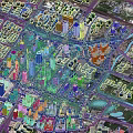 Aerial Planning of Modern Urban City with Skyscrapers Roads and Night Lights
