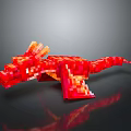 Red Pixel Art Dragon With Blocky Design Shiny Surface And Reflective Background 3d model