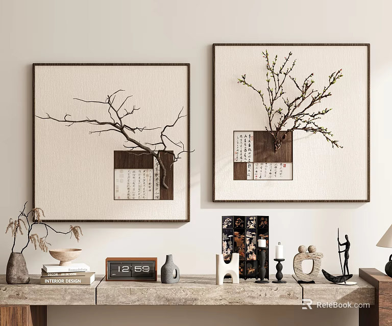 Modern Abstract Painting Framed Wall Art For Contemporary Home Interior Decor 3d model 