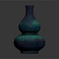 Carved Gourd Shaped Sculptural Vase Featuring Teal And Purple Gradient Design