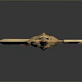 Golden Ornate Fantasy Weapon With Intricate Designs And Shiny Finish