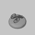 Antique Cannon Weapon With Wooden Wheels On Stone Platform 3d model