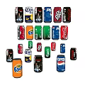 Assorted Colorful Soft Drink Cans Featuring Popular Brands And Various Designs
