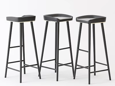 Modern Black Bar Stools With Sleek Metal Frames And Tall Design For Kitchen 3d model