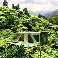 Modern Guesthouse Architecture With Glass Walls Open Design And Wooden Terrace