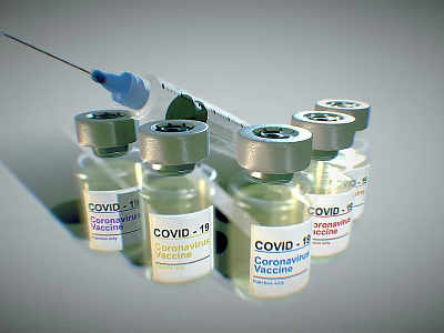 Essential COVID-19 Vaccine Medical Devices With Syringe And Glass Vials 3d model