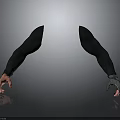 Black Arm Shaped Weapon With Pink Hand And Gray Wrist On Reflective Gray Background