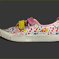 Kids Casual Canvas Shoes With Pink Upper Yellow Straps And Colorful Polka Dots