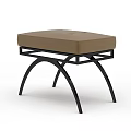 Modern Stool with Beige Padded Seat and Black Metal Curved Legs Design