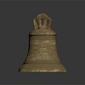 Vintage Brass Musical Bell With Decorative Top Handle And Golden Textured Surface