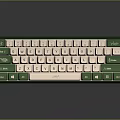 Green And White Retro Style Computer Keyboard With Sleek Layout And Ergonomic Design 3d model