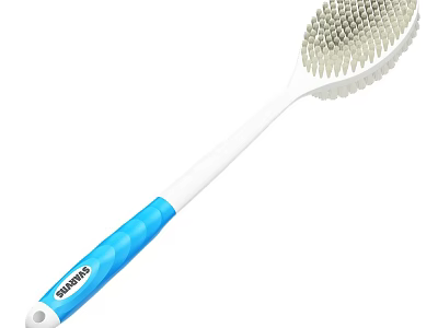 Long Handled Cleaning Brush With Blue Handle And White Bristles For Household Use 3d model