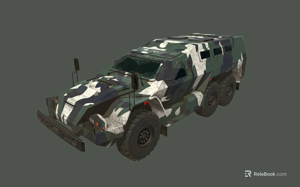 Military Tank with Camouflage Paint and Multiple Wheels Armored Structure Design 3d model 