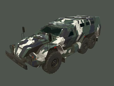 Military Tank with Camouflage Paint and Multiple Wheels Armored Structure Design 3d model