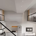 Modern Loft Apartment Interior With Open Living Kitchen And Mezzanine Bedroom