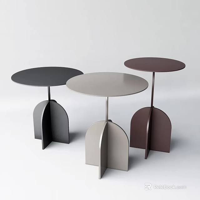 Modern Coffee Tables With Round Tabletop Arched Base And Three Colors Black Gray Brown 3d model