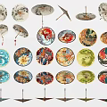 Traditional Patterned Umbrellas With Various Colorful Vintage Prints And Decorative Designs