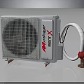 MITAGE X Air Conditioner Outdoor Unit With White Body Ventilation Grille Connected Hose Red Valve